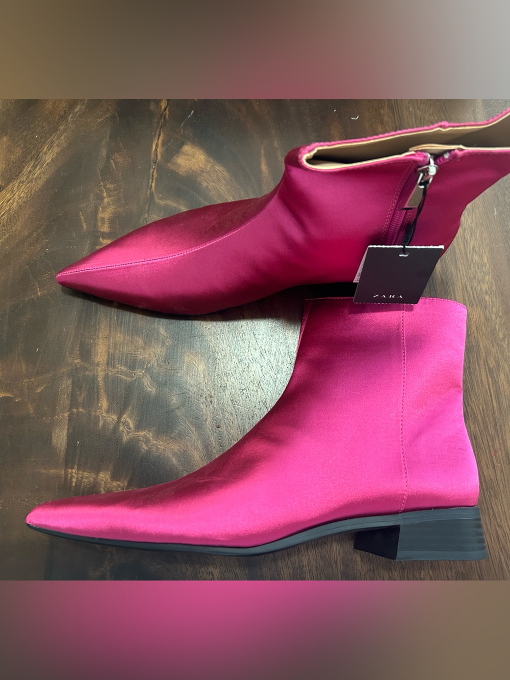 Zara Hot Pink Pointed Toe Ankle Boots New with tag